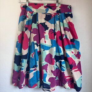 ModCloth Emily and Fin skirt women XL floral artsy full knee length 34 x 25.